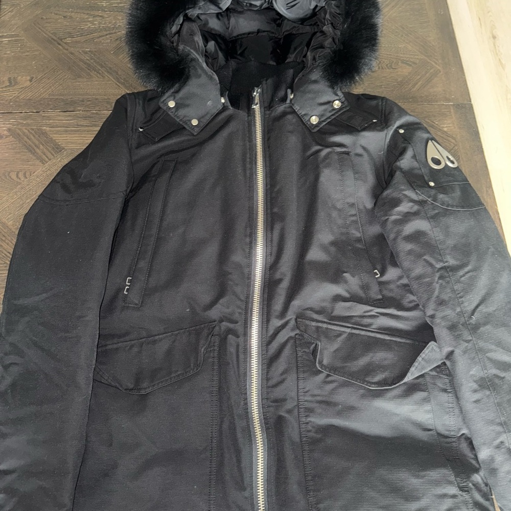 Moose Knuckles Black Jacket with Zippered Pocket